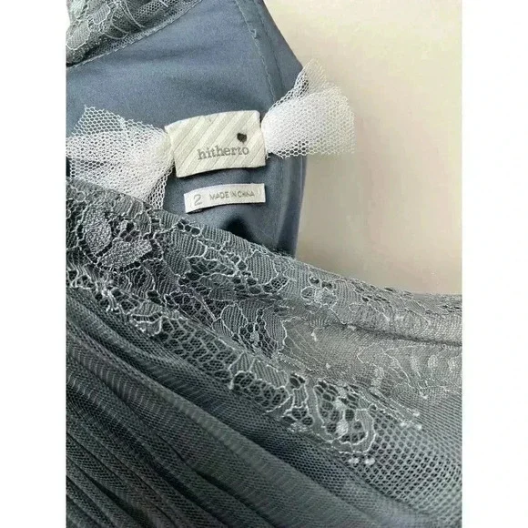 BHLDN Hitherto Fleur Gray Blue Formal Maxi Dress - size 2 - Picture 5 of 6
